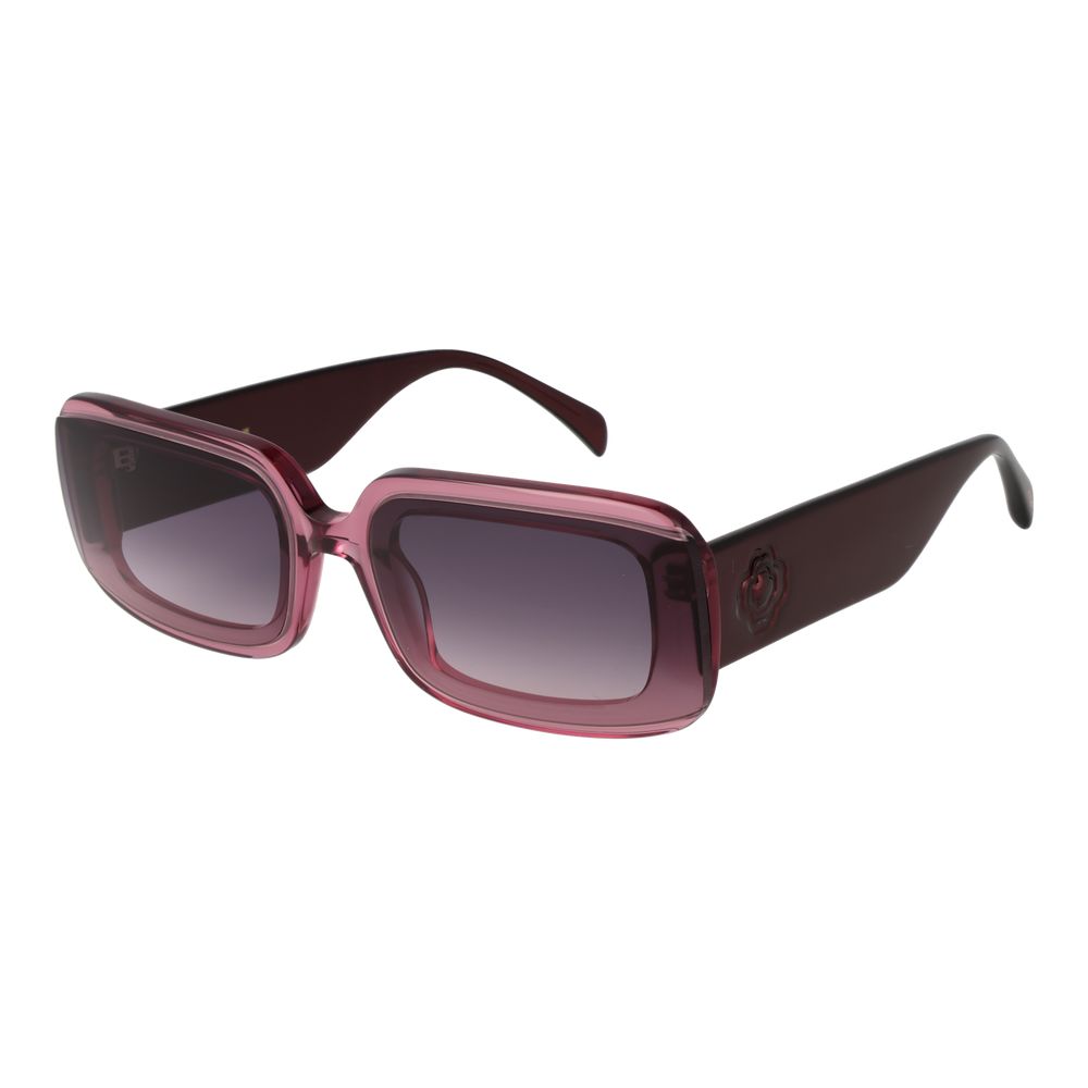 Sunglasses by Maje for women in acetate pink showcases a ethereal silhouette, featuring rose coloured frame rectangle full-rim frame design with gradient category-3-dark-tint lens for a ethereal finish.
