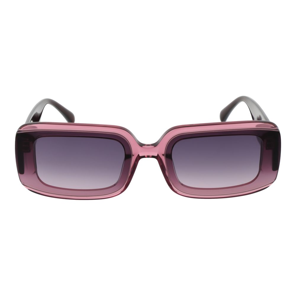 Sunglasses by Maje for women in acetate and pink presents a sumptuous silhouette, featuring rose coloured frame and rectangle full-rim frame design with gradient category-3-dark-tint lens for a sumptuous look.