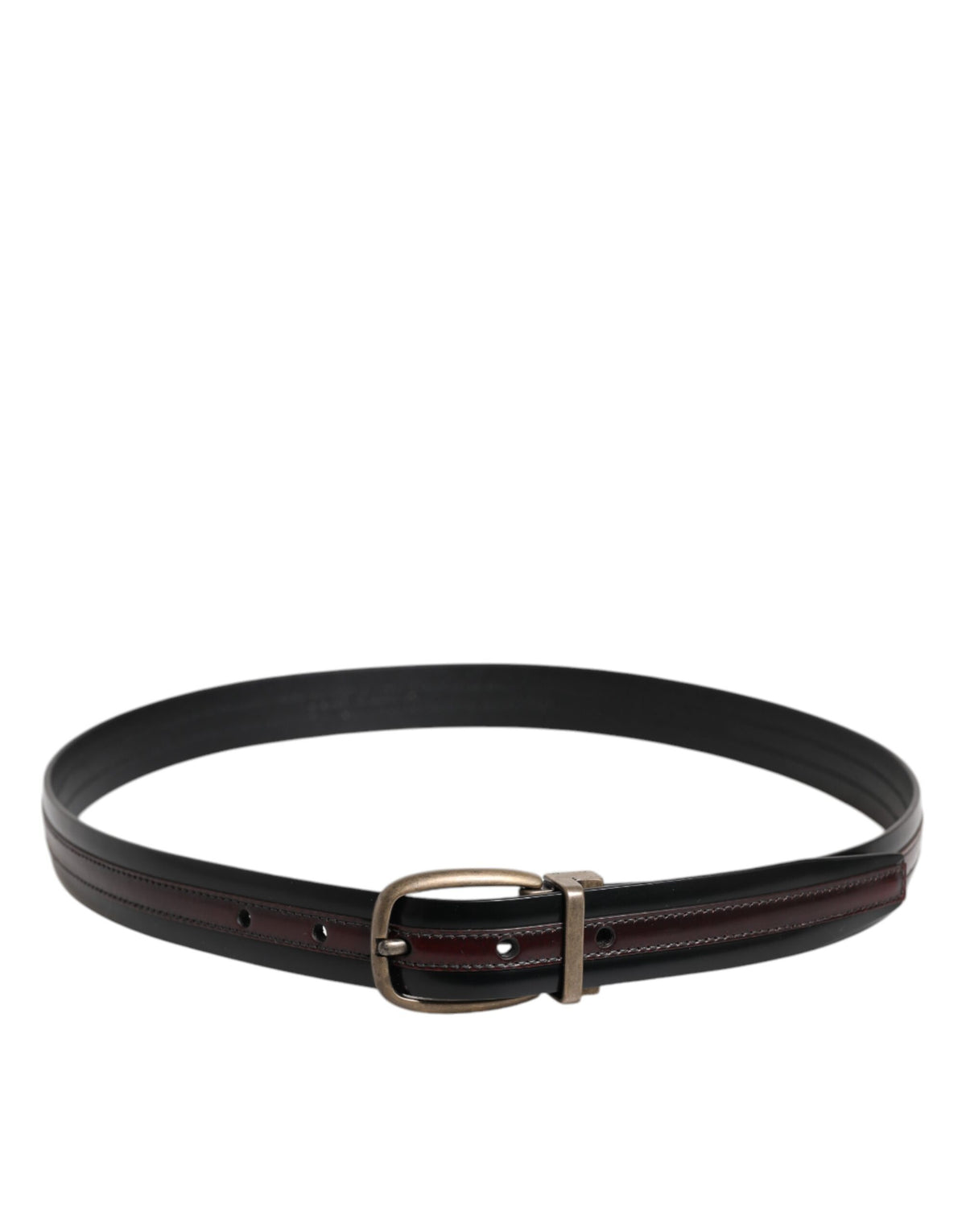 Dolce & Gabbana Calfskin Leather Belt - Black Bronze Burgundy
