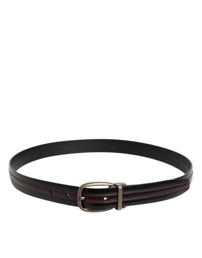 Dolce & Gabbana Calfskin Leather Belt - Black Bronze Burgundy