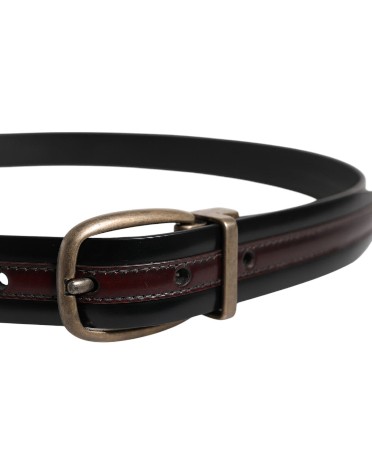 Dolce & Gabbana Calfskin Leather Belt - Black Bronze Burgundy