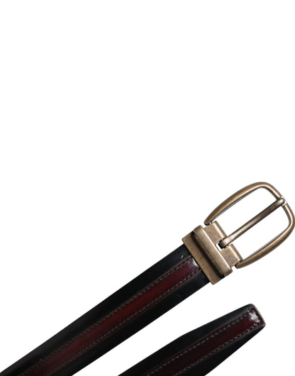 Dolce & Gabbana Calfskin Leather Belt - Black Bronze Burgundy