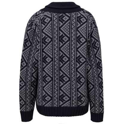 Cardigan by Cruciani for men in cashmere bicolour, blue & gray features a dramatic silhouette, showcasing a sophisticated shawl-collar neckline and dramatic detail for a timeless, premium look.