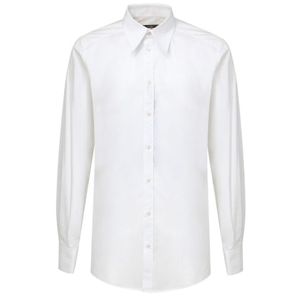 Shirt by Dolce & Gabbana for men in cotton white showcases a sleek silhouette, elegantly detailed with a sleek shirt-collar neckline and for a sleek finish.