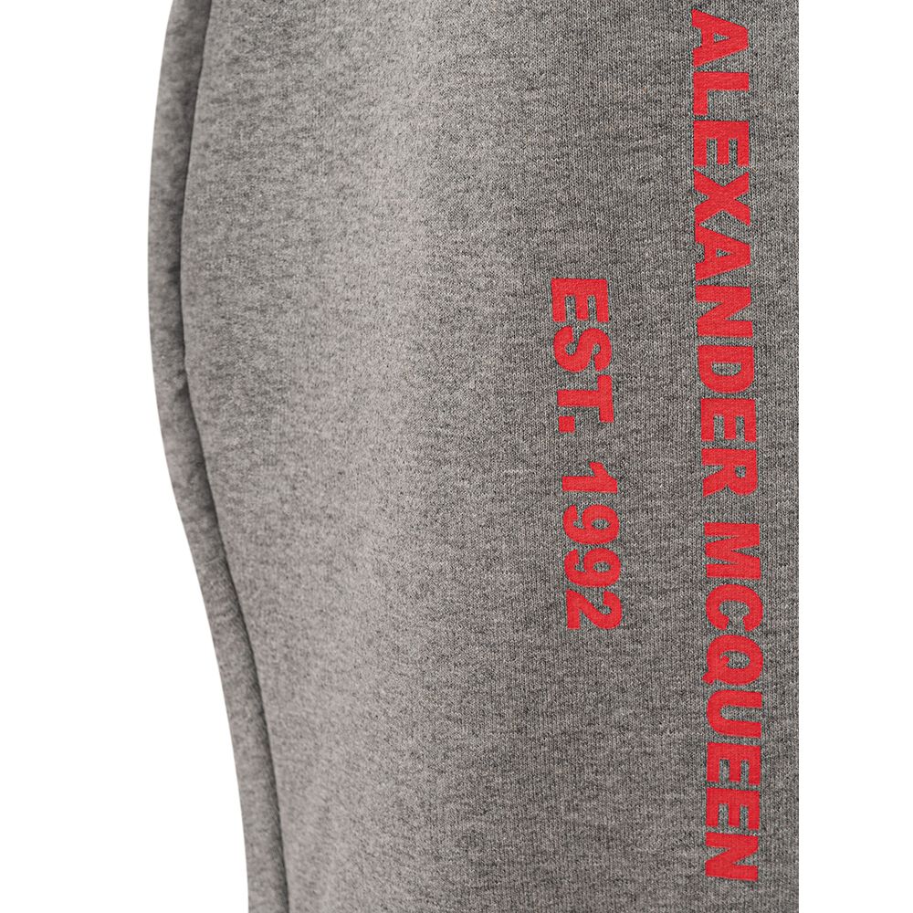 Trousers by Alexander McQueen for women in stretch cotton gray features a sculptural silhouette, showcasing a sculptural and long with a sophisticated for a sculptural finish.