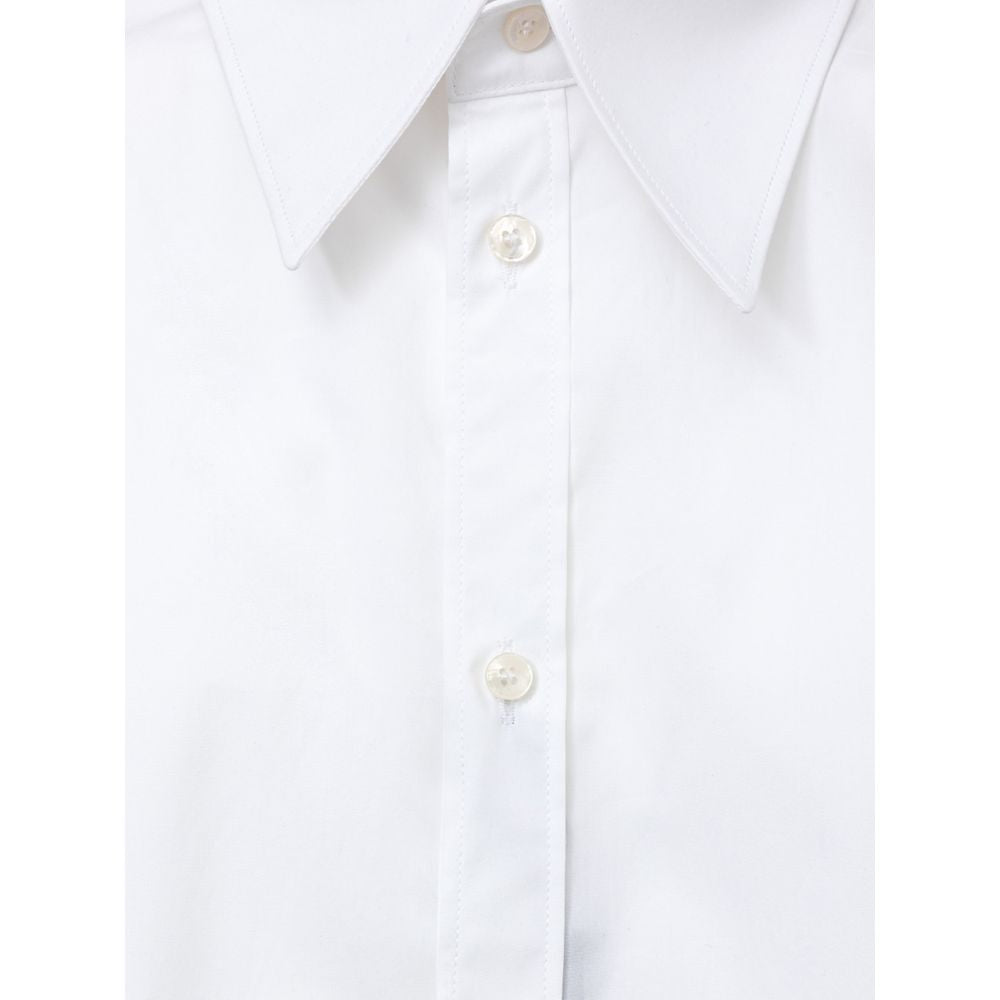Shirt by Dolce & Gabbana for men in cotton white, featuring a nuanced and nuanced shirt-collar neckline for a sophisticated finish.