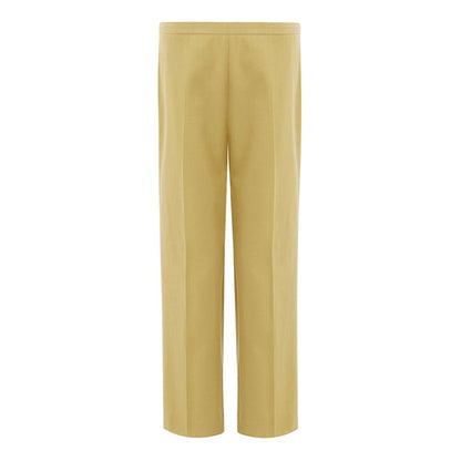 Trousers by Lardini for women in cotton gold features an on trend silhouette, showcasing a sophisticated with a long and for an on trend finish.