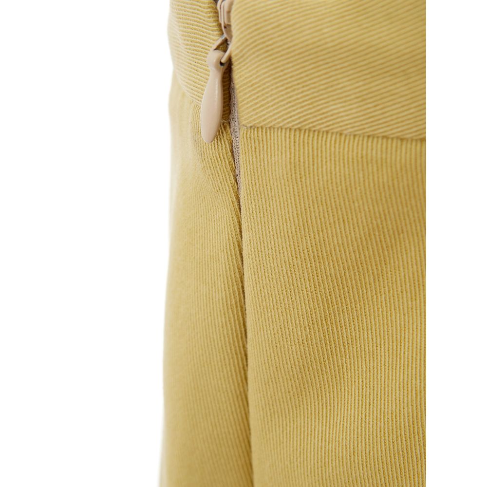 Trousers by Lardini for women in cotton gold features an on trend silhouette, showcasing a sophisticated with a long and for an on trend finish.