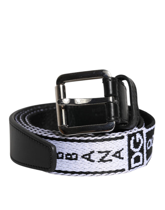 Dolce & Gabbana Nylon Leather Belt - Black White