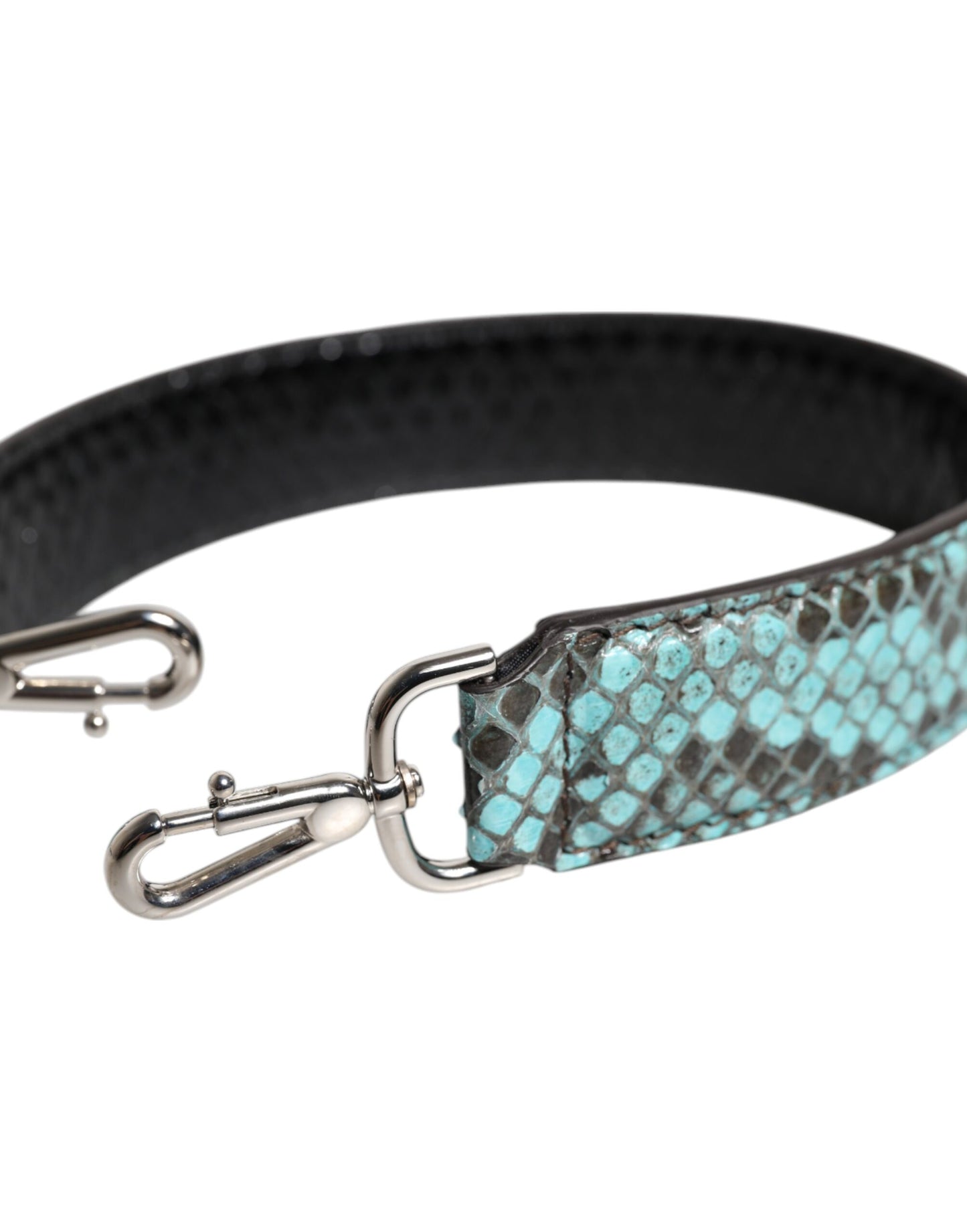 Shoulder Strap from Dolce & Gabbana for women in python leather black, blue & silver features an on trend design from the Python Leather Shoulder Strap collection, highlighting a premium look.
