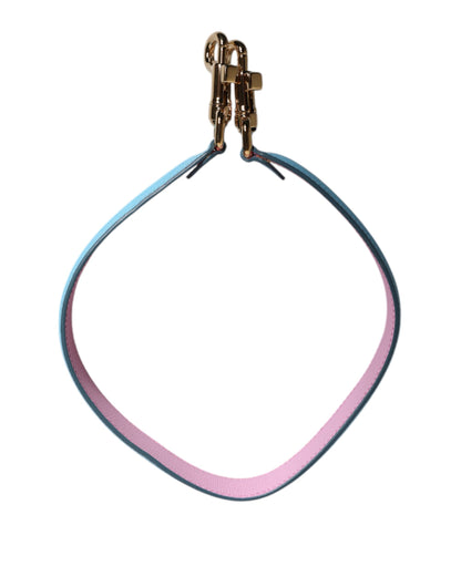 Shoulder Strap by Dolce & Gabbana for women in leather & metal light-blue, pink & silver features a effortlessly chic design, perfectly complementing the signature look of the Leather Metal Shoulder Strap.