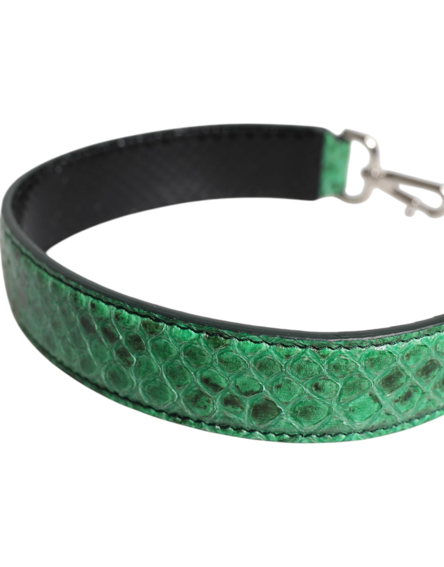 Shoulder Strap by Dolce & Gabbana for women in python leather black, green & silver showcases a enviable design, perfect for elevating any ensemble as part of the Python Leather Shoulder Strap collection.