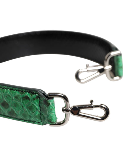 Shoulder Strap by Dolce & Gabbana for women in python leather black, green & silver features a chic design, presenting a refined view of the Python Leather Shoulder Strap with a chic finish.