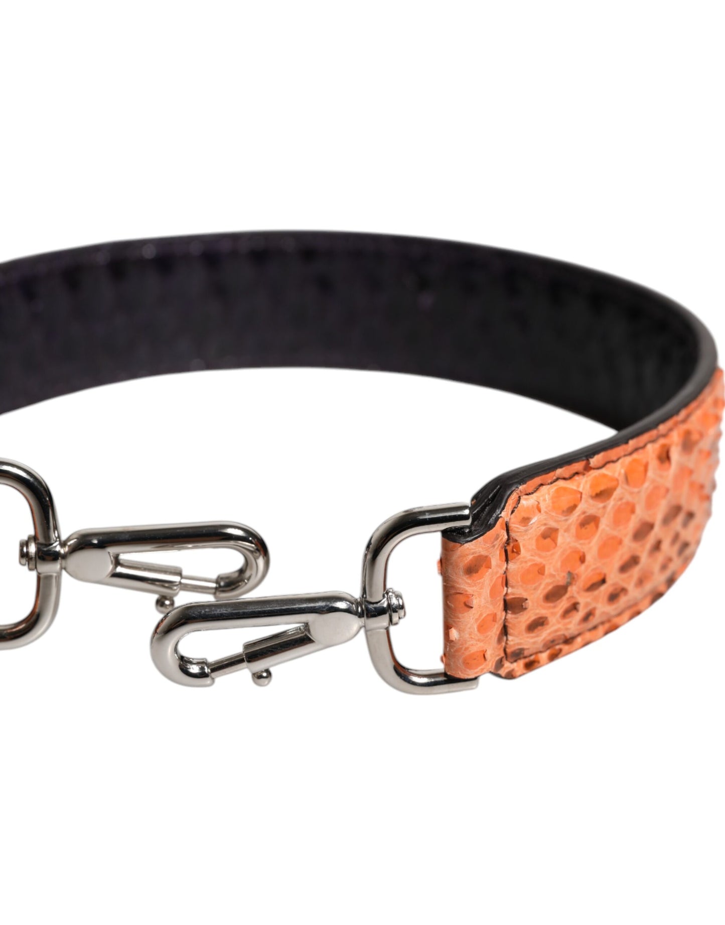 Shoulder Strap by Dolce & Gabbana for women in python leather beige, black & silver features a effortlessly chic design, perfectly complementing the signature look of the Python Leather Shoulder Strap.