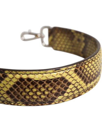 Shoulder Strap by Dolce & Gabbana for women in python leather silver & yellow features a effortlessly chic design, perfectly complementing the signature look of the Python Leather Shoulder Strap.