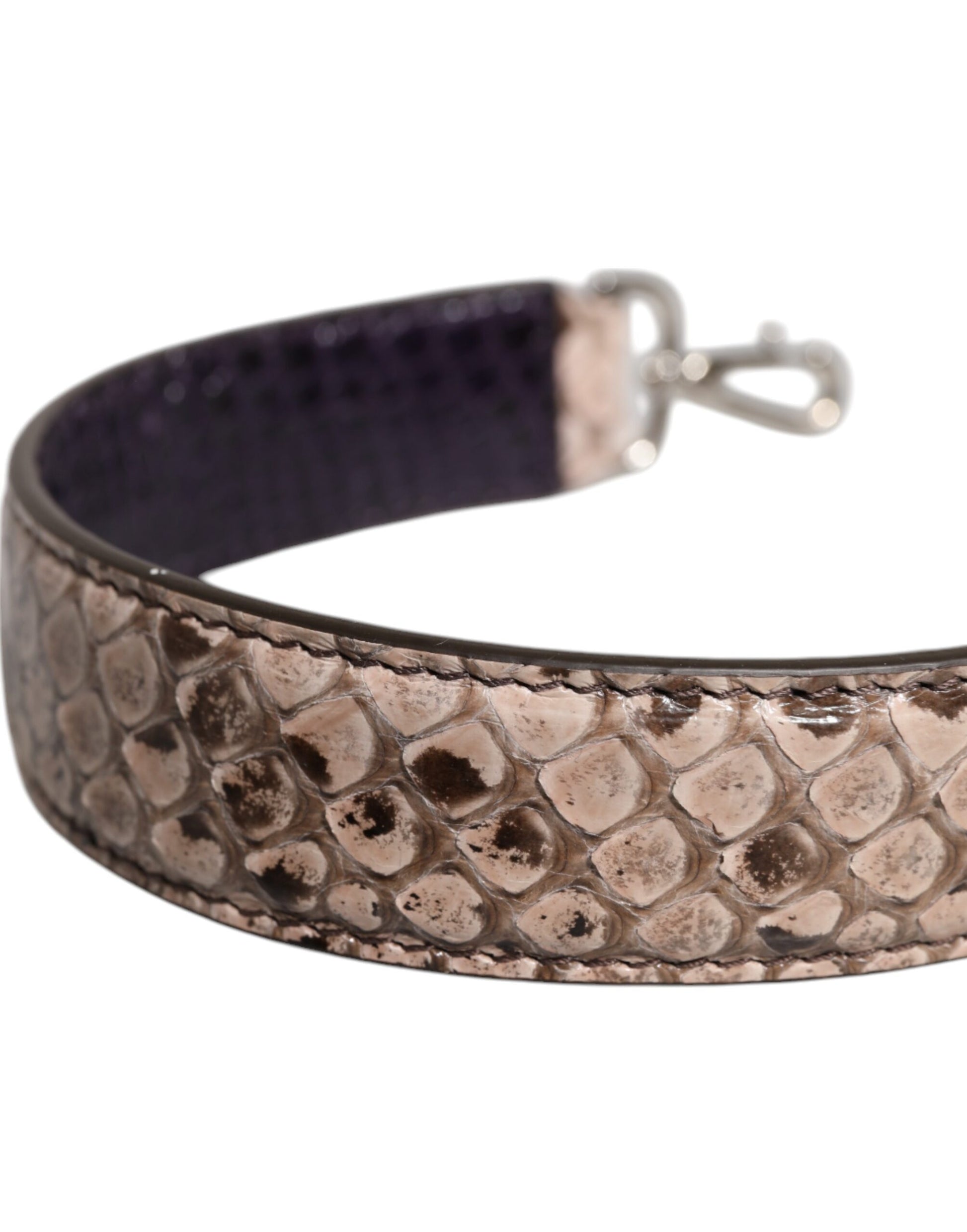 Shoulder Strap by Dolce & Gabbana for women in python leather black, cream & silver showcases a enviable design, perfect for elevating any ensemble as part of the Python Leather Shoulder Strap collection.
