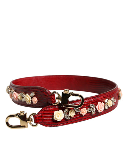 Shoulder Strap by Dolce & Gabbana for women in calf leather red & floral features a chic design, presenting a refined view of the Calf Leather Shoulder Strap with a chic finish.