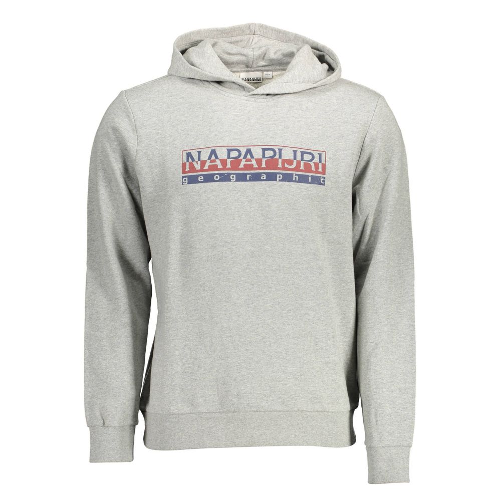 Hooded Sweatshirt by Napapijri for men in cotton gray features an provocated silhouette, detailed with a provocated and a refined hooded neckline for a sophisticated aesthetic.