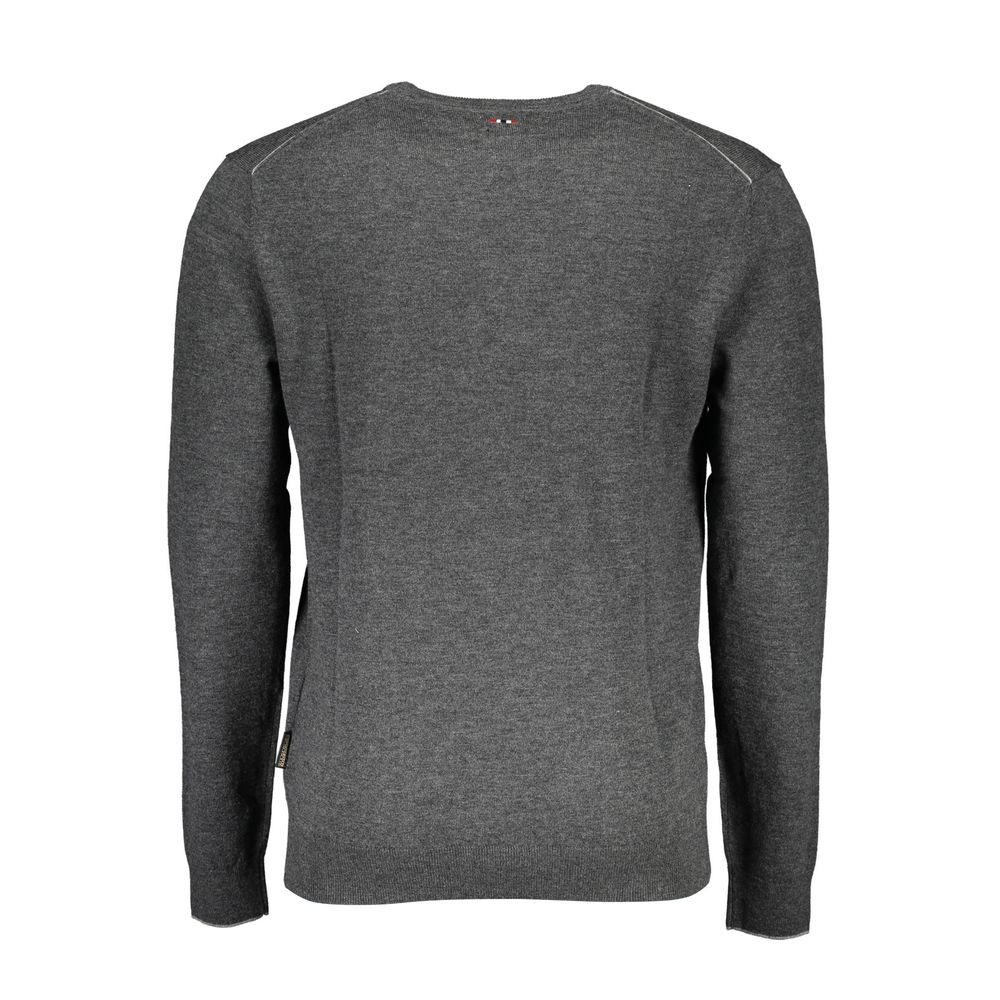 Sweater by Napapijri for men in wool gray showcases a downtown chic silhouette, artfully finished with a downtown chic and for a sophisticated, high-end look.