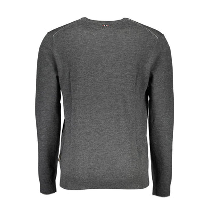 Sweater by Napapijri for men in wool gray showcases a downtown chic silhouette, artfully finished with a downtown chic and for a sophisticated, high-end look.
