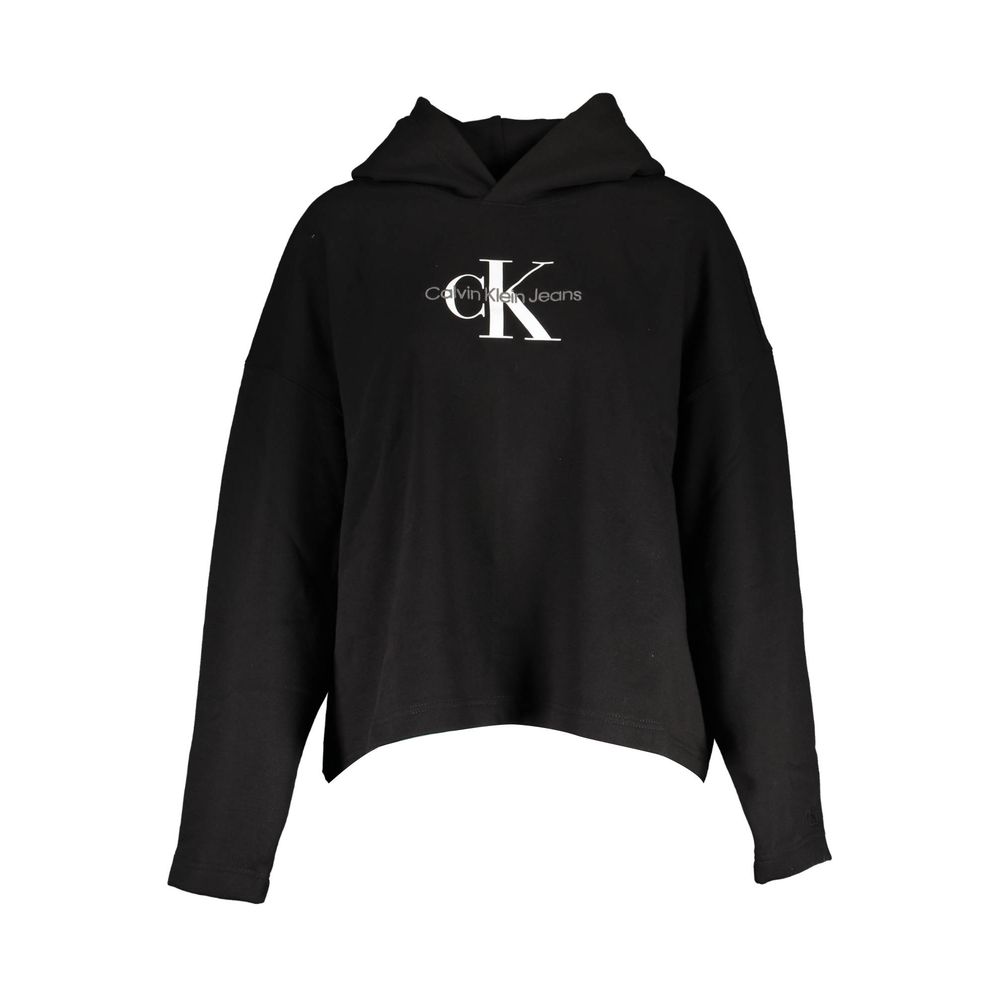 Hooded Sweatshirt Sweater by Calvin Klein for women in cotton polyester black showcases an masterful silhouette, artfully detailed with a masterful hooded neckline and for a sophisticated, premium finish.