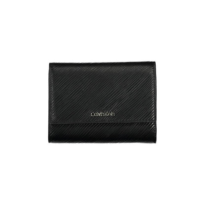 Cardholder Wallet by Calvin Klein for women in polyethylene faux leather black features a streamlined silhouette, showcasing the streamlined Polyethylene Faux Leather Cardholder Wallet design with sophisticated card-organization compact-design rfid-protection coin-purse for a premium look.