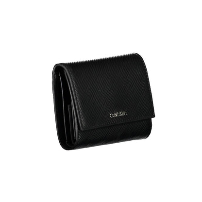 Cardholder Wallet by Calvin Klein for women in polyethylene faux leather black presents a streamlined silhouette, showcasing the sophisticated design of the Polyethylene Faux Leather Cardholder Wallet collection with functional card-organization compact-design rfid-protection coin-purse.