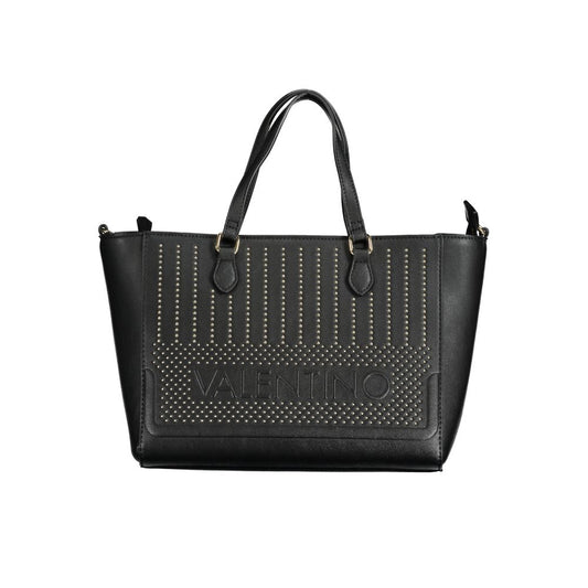 This Tote Bag by Mario Valentino for women in polyurethane black features an urban-sophisticated Polyurethane Tote Bag design with a secure zipper, ample built-in-compartments & internal-pockets, and urban-sophisticated shoulder-strap, adjustable-strap & detachable-strap.