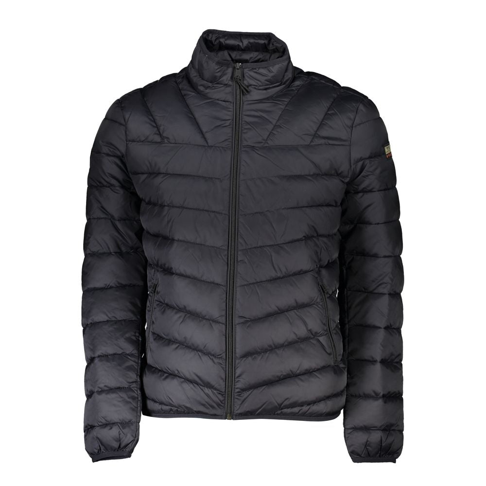 Jacket by Napapijri for men in polyamide black showcases a contemporary silhouette, detailed with a contemporary and premium pockets for a sophisticated finish.