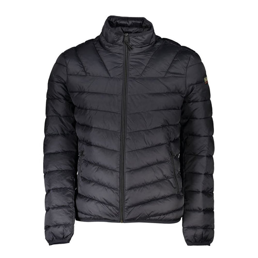 Jacket by Napapijri for men in polyamide black showcases a contemporary silhouette, detailed with a contemporary and premium pockets for a sophisticated finish.