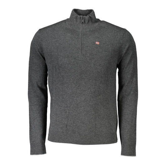 Sweater by Napapijri for men in fabric gray showcases a discreet silhouette, finished with a discreet and for a discreet look.
