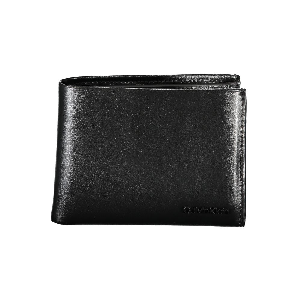 Wallet by Calvin Klein for men in leather black features a streamlined silhouette, showcasing the streamlined Leather Wallet design with sophisticated rfid-protection coin-purse for a premium look.