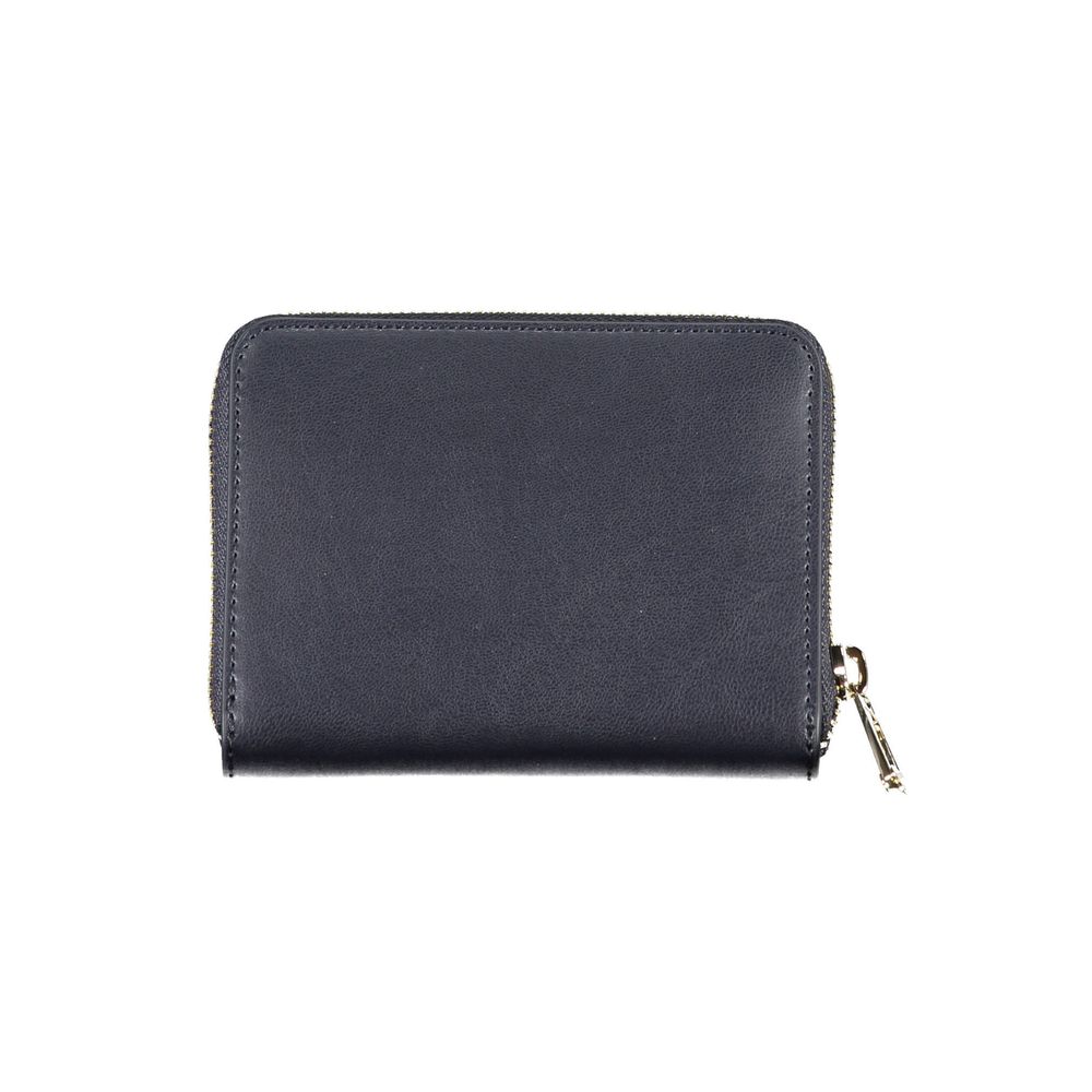 Cardholder Wallet by Tommy Hilfiger for women in polyethylene faux leather blue showcases a refined silhouette, artfully detailed with the signature style of the Polyethylene Faux Leather Cardholder Wallet and functional card-organization coin-purse.