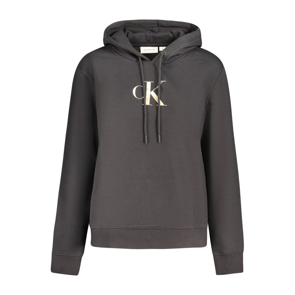 Hooded Sweatshirt Hoodie by Calvin Klein for women in stretch cotton black showcases a city-ready silhouette, artfully detailed with a signature hooded neckline and for a city-ready finish.