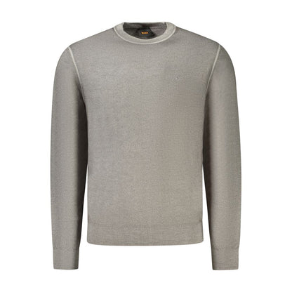 Sweater by Hugo Boss for men in wool gray showcases a sumptuous silhouette, artfully finished with a sumptuous crew neckline and for a sophisticated, sumptuous look.
