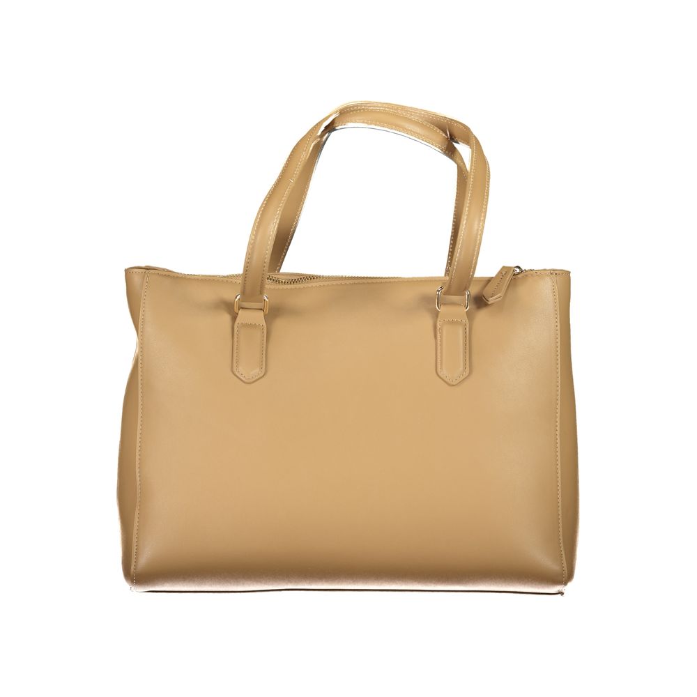 Handbag by Mario Valentino for women in polyethylene beige features an refined silhouette, showcasing a secure zipper, ample internal-pockets, and versatile handle for a sophisticated refined aesthetic.