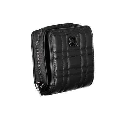Wallet by Calvin Klein for women in polyester polyethylene faux leather black showcases a refined silhouette, artfully detailed with the signature style of the Polyester Polyethylene Faux Leather Wallet and functional compact-design rfid-protection.