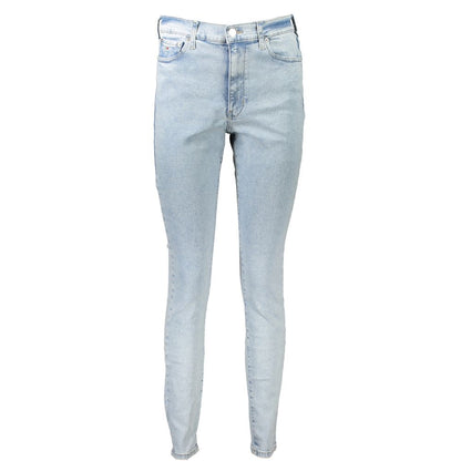 Jeans by Tommy Hilfiger for women in stretch cotton light-blue features a polished silhouette with a polished skinny, reaching a polished long and finished with a polished .