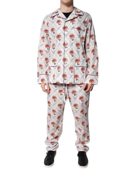 Dolce & Gabbana Men's Cotton Pajamas - Multicolor Floral Print