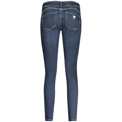 Jeans by Guess Jeans for women in stretch denim cotton blue presents a tailored silhouette, showcasing a tailored skinny and long cut with a refined for a truly tailored aesthetic.