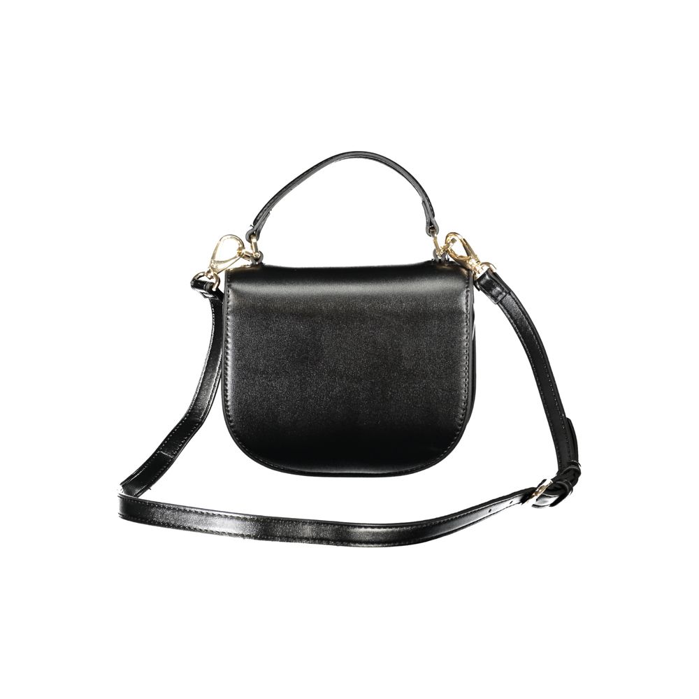 Handbag by Mario Valentino for women in polyethylene black features a signature silhouette, showcasing a secure snap and signature internal-pockets & cardholder with versatile shoulder-strap, adjustable-strap & handle for a sophisticated look.