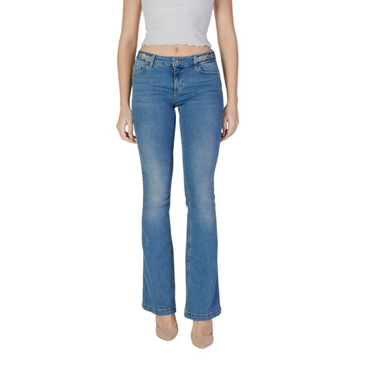Jeans by Liu Jo for women in stretch denim cotton light-blue features an refined tailoring silhouette, showcasing a premium bootcut with a and long cut for a refined tailoring look.