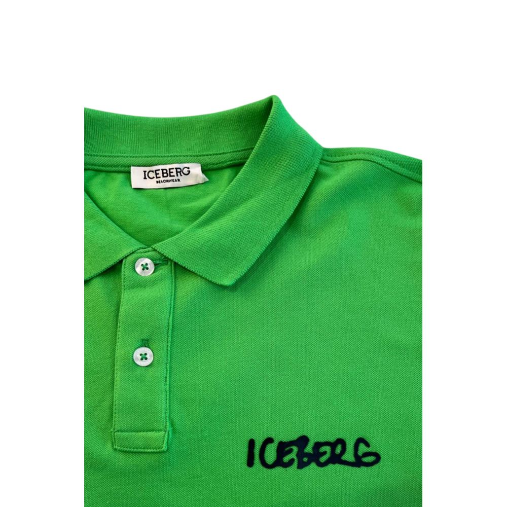 Iceberg Men's Stretch Cotton Polo Shirt - Bicolour Green