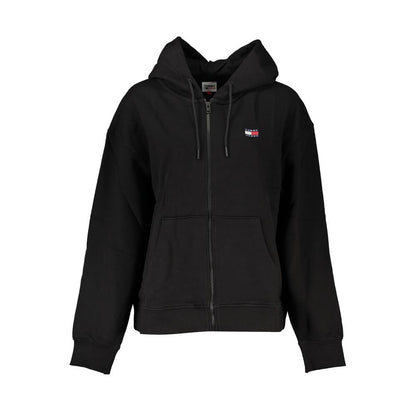 Hooded Sweatshirt Hoodie by Tommy Hilfiger for women in cotton black showcases a city-ready silhouette, artfully detailed with a signature hooded neckline and for a city-ready finish.