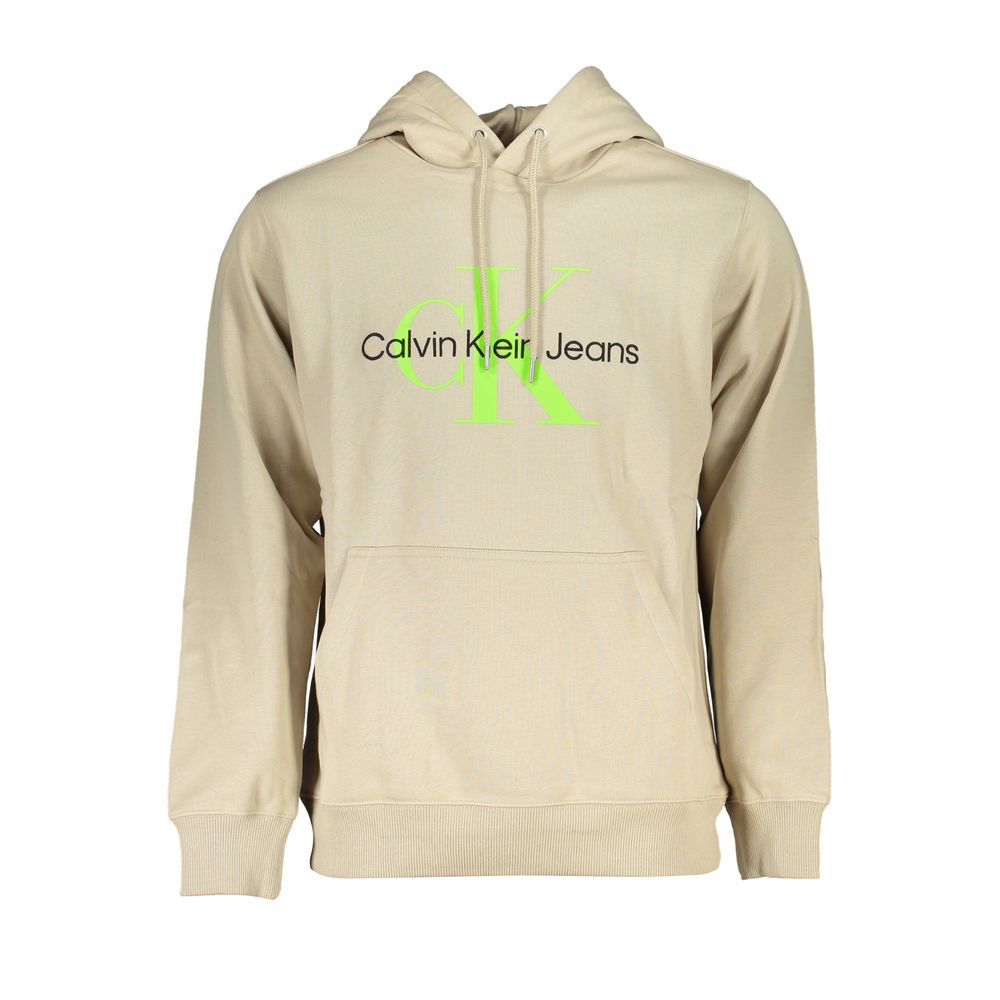 Hooded Sweatshirt Sweater by Calvin Klein for men in organic cotton beige showcases an masterful silhouette, artfully detailed with a masterful hooded neckline and for a sophisticated, premium finish.