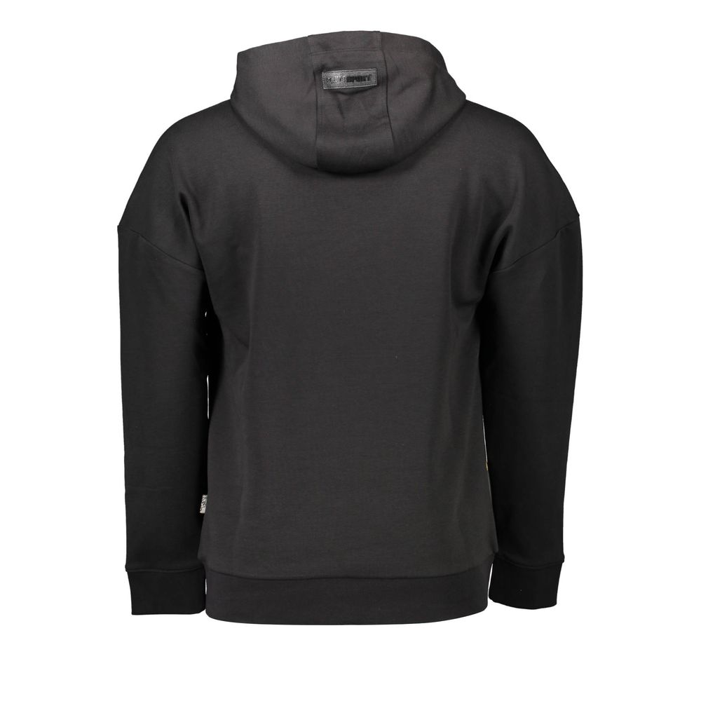 Sweatshirt Hoodie by Plein Sport for men in cotton black & print showcases a city-ready silhouette, artfully detailed with a signature and for a city-ready finish.