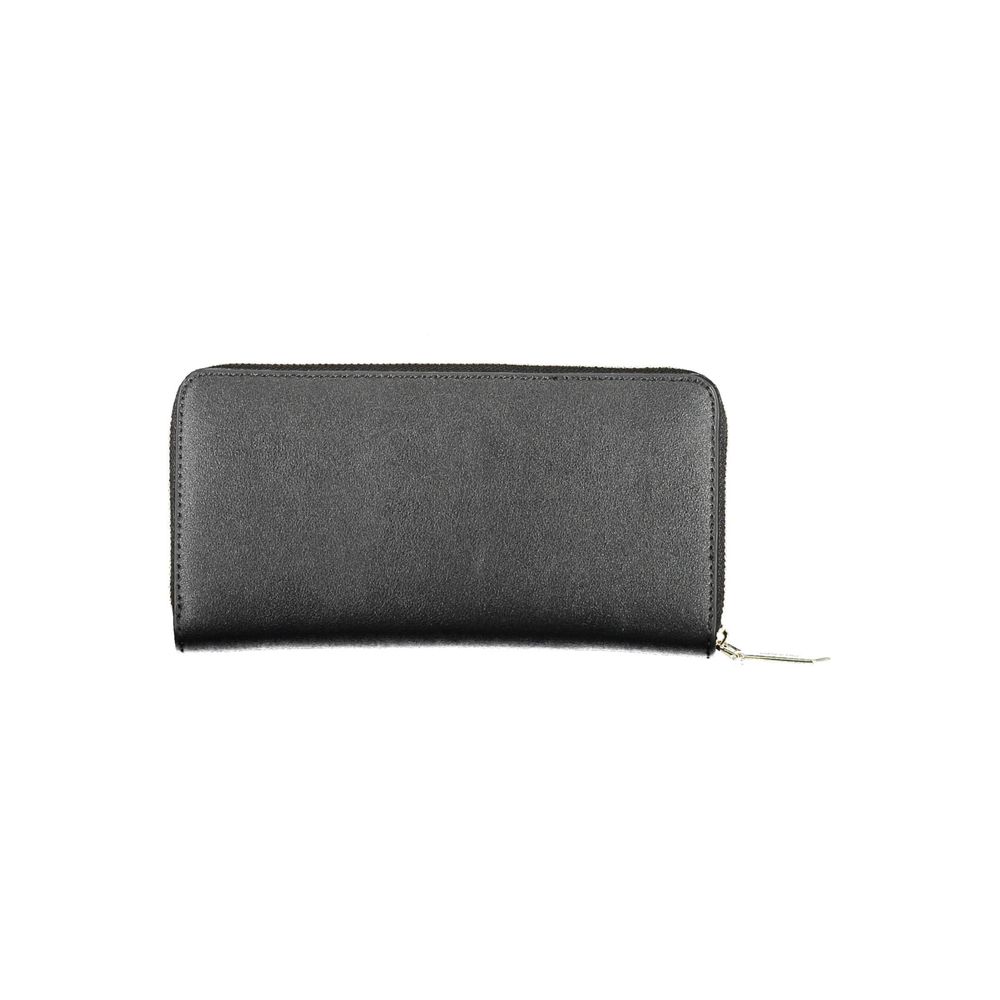 Cardholder Wallet by Calvin Klein for women in polyethylene faux leather black presents a architectural silhouette from the Polyethylene Faux Leather Cardholder Wallet collection, showcasing architectural card-organization compact-design coin-purse for a architectural finish.