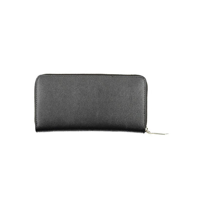 Cardholder Wallet by Calvin Klein for women in polyethylene faux leather black presents a architectural silhouette from the Polyethylene Faux Leather Cardholder Wallet collection, showcasing architectural card-organization compact-design coin-purse for a architectural finish.