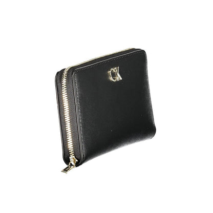Cardholder Wallet by Calvin Klein for women in polyethylene faux leather black presents a architectural silhouette from the Polyethylene Faux Leather Cardholder Wallet collection, showcasing architectural card-organization compact-design coin-purse for a architectural finish.