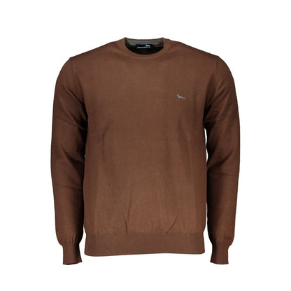 Sweater by Harmont & Blaine for men in cotton brown features an tactile silhouette, showcasing a sophisticated crew neckline and tactile for a refined finish.
